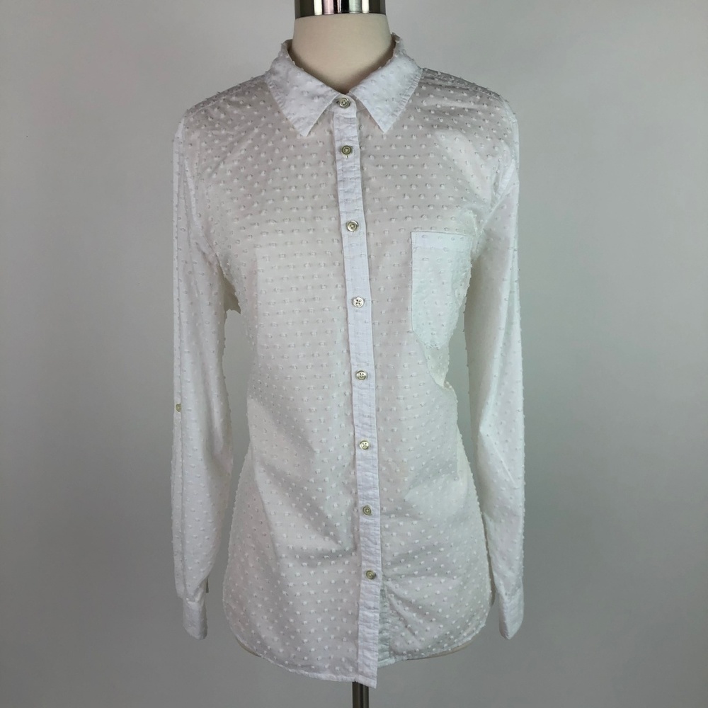 🛍️3/$20 Talbots Button-Down Swiss Dot Shirt XL